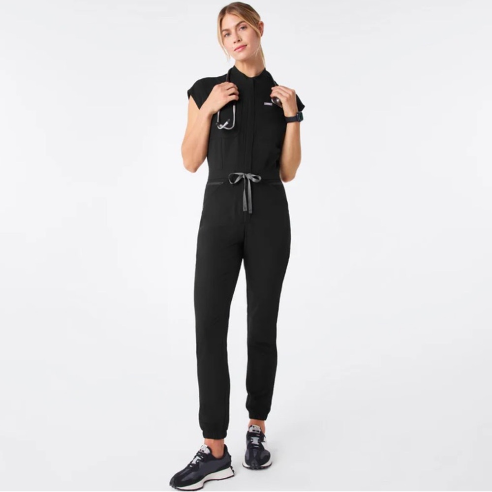 Figs Rafaela Cargo ScrubJumpsuit™ Women's Black Jumpsuit